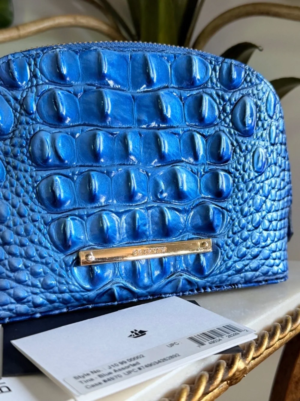 💙 Brahmin Sample 'Electric' Blue Tina Zippered Make Up Bag Pouch Clutch 💙 READ